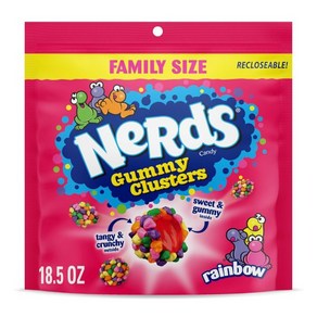 스웨덴젤리 NERDS 구미 클러스터 캔디 베리 베리 크런치 구미 8온스, 1개, 226g