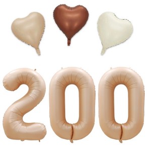[해피쏘굿] 40인치 대형 베이지숫자 (100~900일)+하트풍선세트, 200일