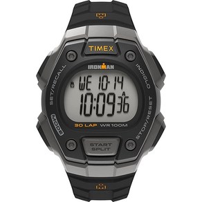 Timex 아이언맨 클래식 30 남성용 손목시계 풀 사이즈 쿼츠 스포츠 시계레진 스트랩 포함 블랙 18모델 TW5M18700 170203, 블랙/디지털 그레이/실버톤/오렌지