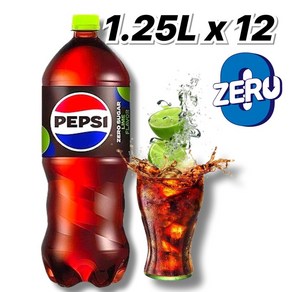 [아일라몰]PEPSI 콜라 라임 슈가제로 업소용 탄산음료 1250ml(12), 12개, 1.25L