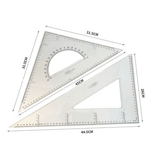 JINGHENG 큰사이즈 라지 다기능 투명 심플 삼각자 측량 제도 공사 건축물 가르치다 비닐 플라스틱 빅 트라이벌 고정밀도 계량기, 43 센치 유효 눈금 2손잡이 룩, 1개