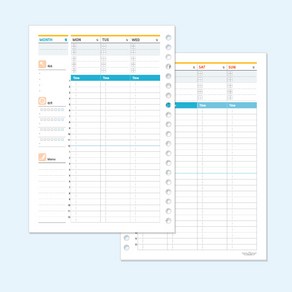 이글바인더 A5 6공 20공 주간 월간 위클리 먼슬리 스터디 스케줄러 24시 관리, 백색 56매