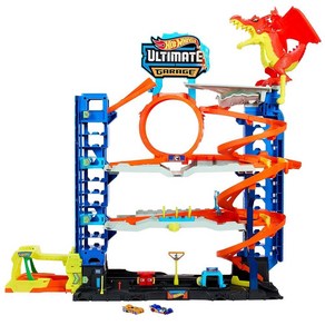 Hot Wheels City Ultimate Gaage 놀이 세트 다이캐스트 자동차 2개 50개 이상의 1:64 스케일 자동차용 장난감 보관함 4단계 트랙 플레이 드래곤, Dagon