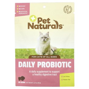 Pet Natuals 데일리 프로바이오틱 반려묘용 모든 크기 츄어블 30개 36g(1.27oz)