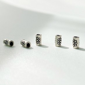 2-DP3-089 실버 부자재 꽃무늬 미니 파이프 3x5.5mm