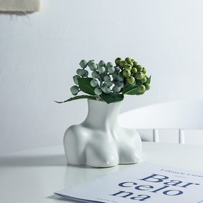 피니시웰 하프 바디라인 오브제 화병 인테리어 소품 세라믹 도자기 조화 유니크 꽃병, 화이트