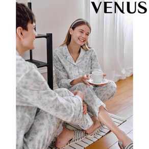 비너스 [[50% 이상 인하 행사]] 기념일용 선물용 가벼운 면 레이온 화사 플라워패턴 여성 긴팔 파자마세트 VPA4403W 애플