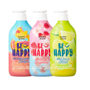 해피바스 스마일 바디워시900g 3종세트 유자/체리/자몽, 3개, 900ml