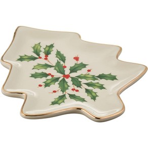 Lenox Holiday Tee Shaped Paty Plate, 1개, Red & Geen