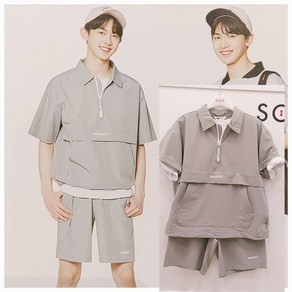 [소이주니어]논현점 24년여름신상 ** 스판소재 착용감 편해요 ~ 카키 아노락 쿨 점퍼 5.5부 쿨 바지 셋트