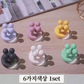 마담봉자 무타공 접착식 실리콘 후크 걸이, 6개, 혼합1set