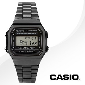 CASIO 카시오 A168WGG-1A 남성시계 블랙크롬도금 메탈 손목시계