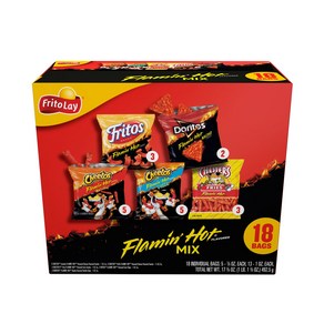 프리토레이 플레이밍 핫 모음 18개 Frito-Lay Flamin' Hot Mix Variety Snack Pack 18ct