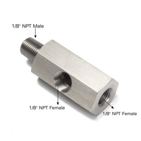 오일 압력 센서 T 1/8 NPT 암-1/8 수 게이지 포트 어댑터 터보 공급 피드 라인 스테인레스 스틸, 한개옵션1