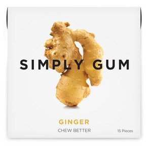 Simply Gum  Ginge  Plant- Based Chewing Gum  Pack of One (15 Pieces Total)  Synthetic Fee +, 1개