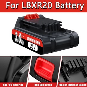 충전식 배터리 Black & Decke LB20 LBX20 LST220 LSW20 SSL20SB SSL20SB-2 ASL186K 무선 전동 공구 18 V 20V 3000m, 1개