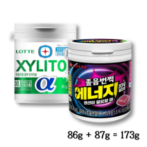 롯데 졸음번쩍 에너지 껌 87g 1 자일리톨 알파 오리지널 86g 1 용기형, 1개, 173g