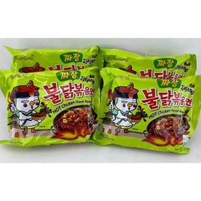 4pcs Samyang Jjajang Buldak Spicy Black Bean Roasted Chicken Ramen Noodle 삼양짜장불닭 매운 검은콩 불닭볶음면 4개입, 1개, 140g