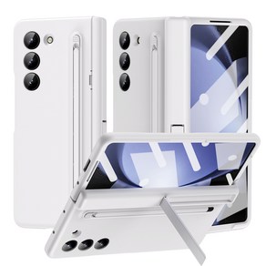 YINUO 갤럭시 Z 폴드3 4 5 슬림 케이스 커버 with S펜+액정보호 필림 일체형 휴대폰 케이스