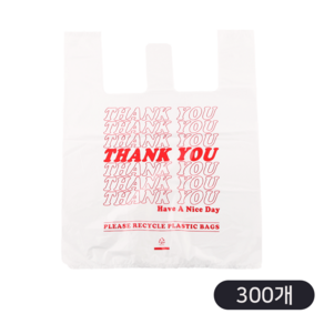 배달 비닐봉지 땡큐 손잡이 비닐봉투 인쇄 PE, 300개, 5.8L, 소 270x440x85mm