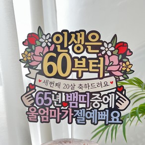 써봄 환갑 뱀띠 생신 이벤트토퍼, 1개, 65년뱀띠-울엄마