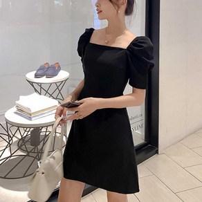 [달천상사] 룩 여름 데이트 여자 퍼프 미니 원피스 블랙 오프숄더 /DCSS
