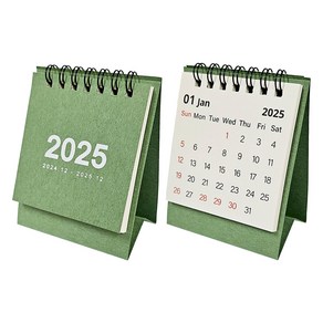 연휴표시 2025년 책상 미니달력 데스크캘린더 2024년 12월 포함, 2개, 그린