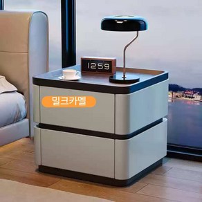미니멀 원목 수납장 가벼운 럭셔리 고급 모던 심플 스마트키 침대머리장, 일반형, 밀크카멜
