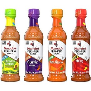 NANDO'S PERI-PERI PERi-PERi 핫소스 미디엄 매운맛 마늘 레몬 허브(4가지 맛) PERi-PERi Hot Sauce Medium Hot Galic, 1세트, 272ml