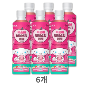 산리오 복숭아 아이스티 시나모롤 세븐일레븐 제로 음료수 참악세사리, 6개, 350ml