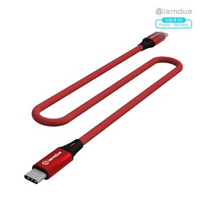 아이엠듀 USB PD to C타입 60W 고속충전 시폰패브릭 케이블, C to PD 시폰케이블(50cm)/레드, 1개