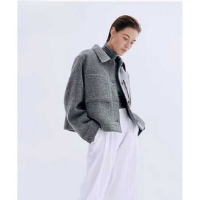 ZARA 여성자켓 그레이 캐주얼 실루엣 모직 크롭 재킷