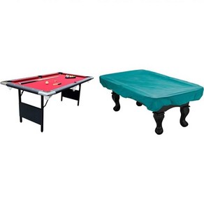 Hathaway Faimont 휴대용 6피트 풀 테이블 보관이 용이한 가정용 볼 큐 분필 포함, Red, Pool Table + Table Accessoy, 1개