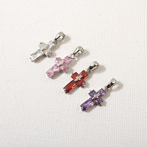 싼비즈 [7386-01]종교펜던트 큐빅 라틴십자가+고리 8x16mm 1개