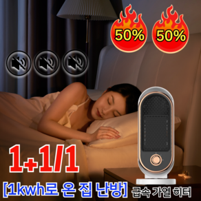 1+1/1 절전! 절전! [1kwh로 온 집 난방] 급속 가열 히터 획기적인 대도약 가정용 전기 독일기술 그래핀 온풍기 인버터 절전 무광 무소음, [1] 블랙