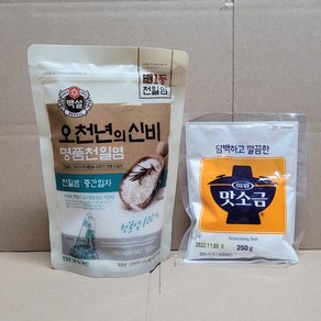 백설 오천년의신비 명품천일염 중간입자 +청정원 미원 맛소금250, 500g, 1개