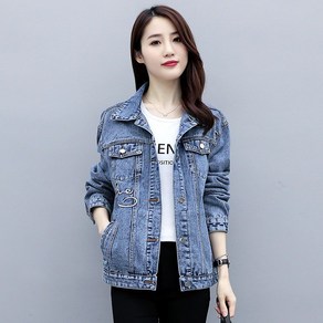 COBOTOR 여자 청자켓 봄 가을 데님 자켓 자수 상의 women denim jacket JX0961