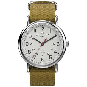 Timex 남여공용 위캔더 아날로그 베이지 다이얼 시계 - T2N651, 그린/화이트/크롬