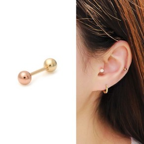 여성용 14K 골드 볼 피어싱 한쪽 3mm TR270