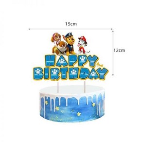 Paw Patol 생일 축하 배경 장식 배너 접시 컵 종이 식기 세트 풍선 어린이 소년 파티 용품, 1pcs Cake toppe, 1개