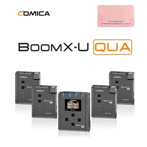 코미카 무선마이크 Comica BoomX-U QUA 카메라 폰 비디오 촬영 인터뷰 라이브 스트리밍용 4채널 UHF 무선 라발리에 마이크 시스템, 1개