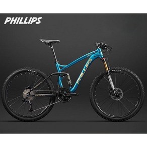 Phillips 알루미늄 MTB 자전거 풀샥 산악 유압 디스크 브레이크 오프로드, 27단, 167cm, 블랙 / 24인치, 1개