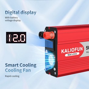 KALIOFUN 인버터 한국형 플러그 60hz 220V KC 인증 용량 1000W, 3000W-24V-220V, 1개