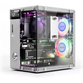 타워 쿨러 + 듀얼 RGB 팬이 장착된 라즈베리 파이 5용 Pionman 5 NVMe M.2 SSD PCIe 미니 PC 케이스 0.96인치 OLED 모듈 세이프 셧다운 표준, 1개