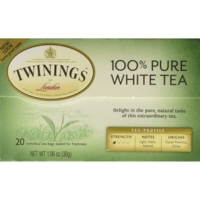 Twinings 100％ 퓨어 화이트 티 20티백, 1개