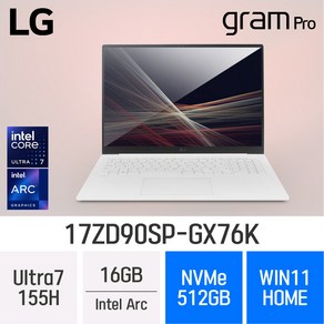 LG전자 그램 프로17 17ZD90SP-GX76K, WIN11 Home, 16GB, 512GB, White