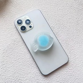 귀여운 물고기 입체 스마트 톡 거치대 호환 휴대폰 그립 홀더, 1개, 연한 남색