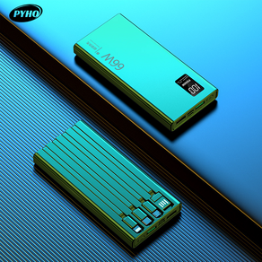 PYHO 보조배터리 30000mAh 보조배터리 66W고속충전 자체 충전선 장착, DX68S(그린), 그린