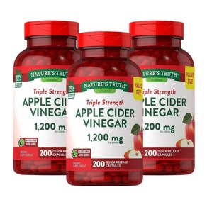 네이처스 트루스 애플 사이다 식초 1200mg 200캡슐 Natue's Tuth Apple Cide Vinega, 200정, 3개