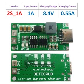 18650 충전기 보드 USB C 스텝 업 부스트 모듈 Li Po 보조배터리 BMS 2S 3S 4S 1A 2A 4A, 2S 1A